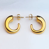 C Shaped Gold Plated Anti Tarnish Hoop Earrings